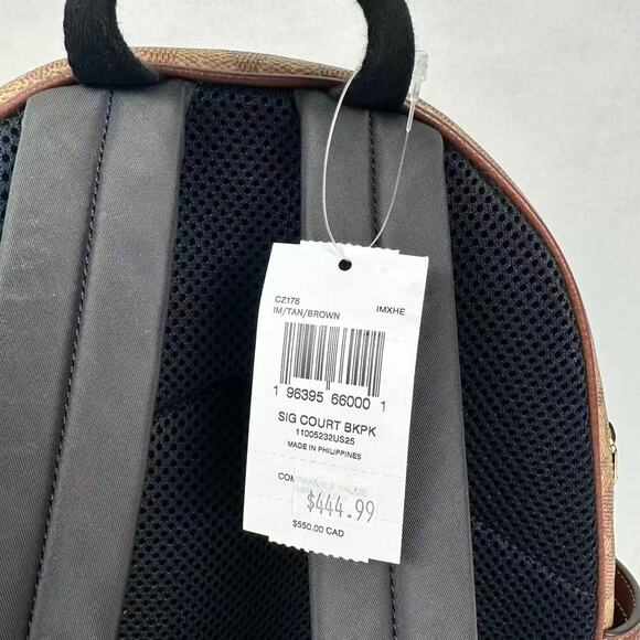 Coach Court Backpack In Blocked Signature Canvas CZ176 Gold/Tan/Brown NWT main image 7